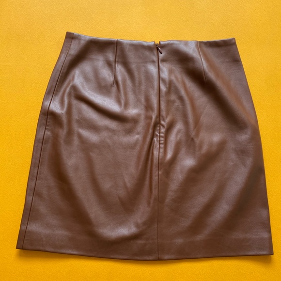 Icone Faux Brown Leather Mini Skirt - Picture 2 of 3
